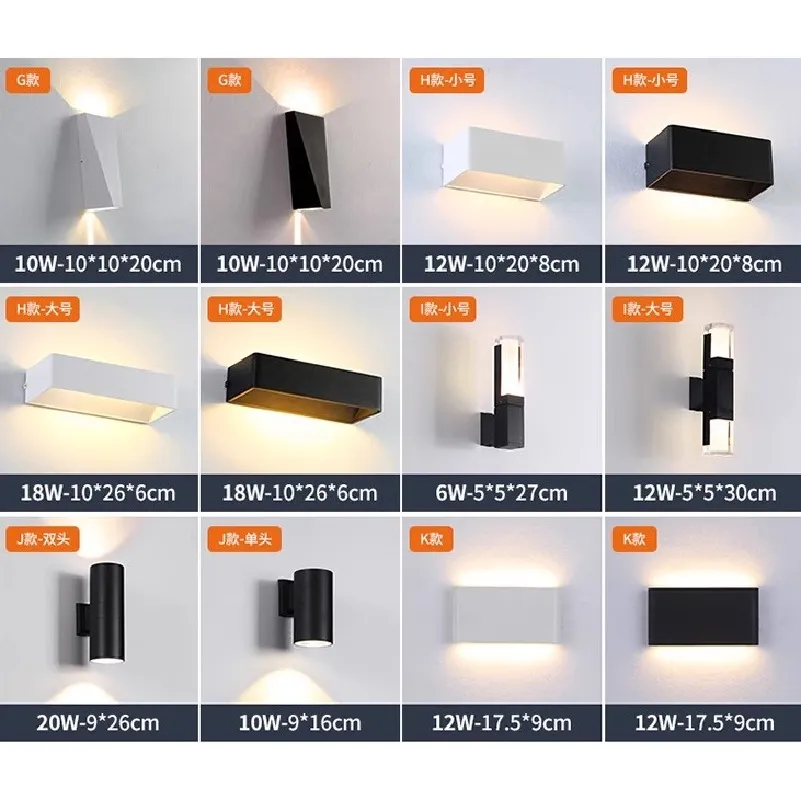 20W Exterior Porch Light Rotatable Aluminum IP65 Waterproof Outdoor Modern Wall Light Luxury for Garage Courtyard Balcony