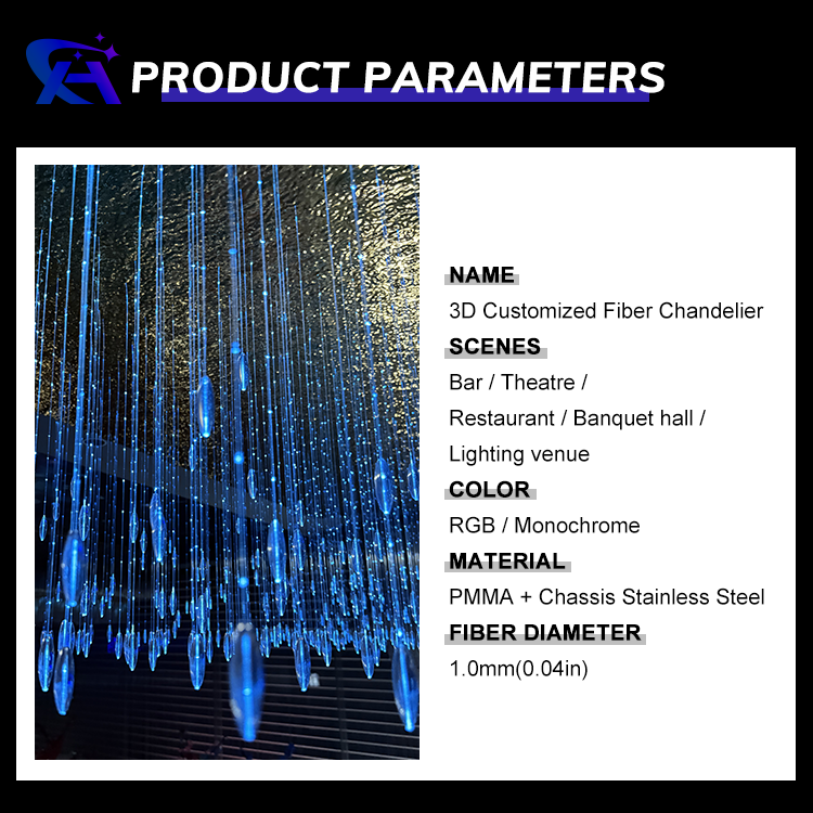 Indoor Romantic Ambiance Lighting Custom Raindrop PMMA Fiber Optic Ceiling Hotel App Remote Control LED Chandelier