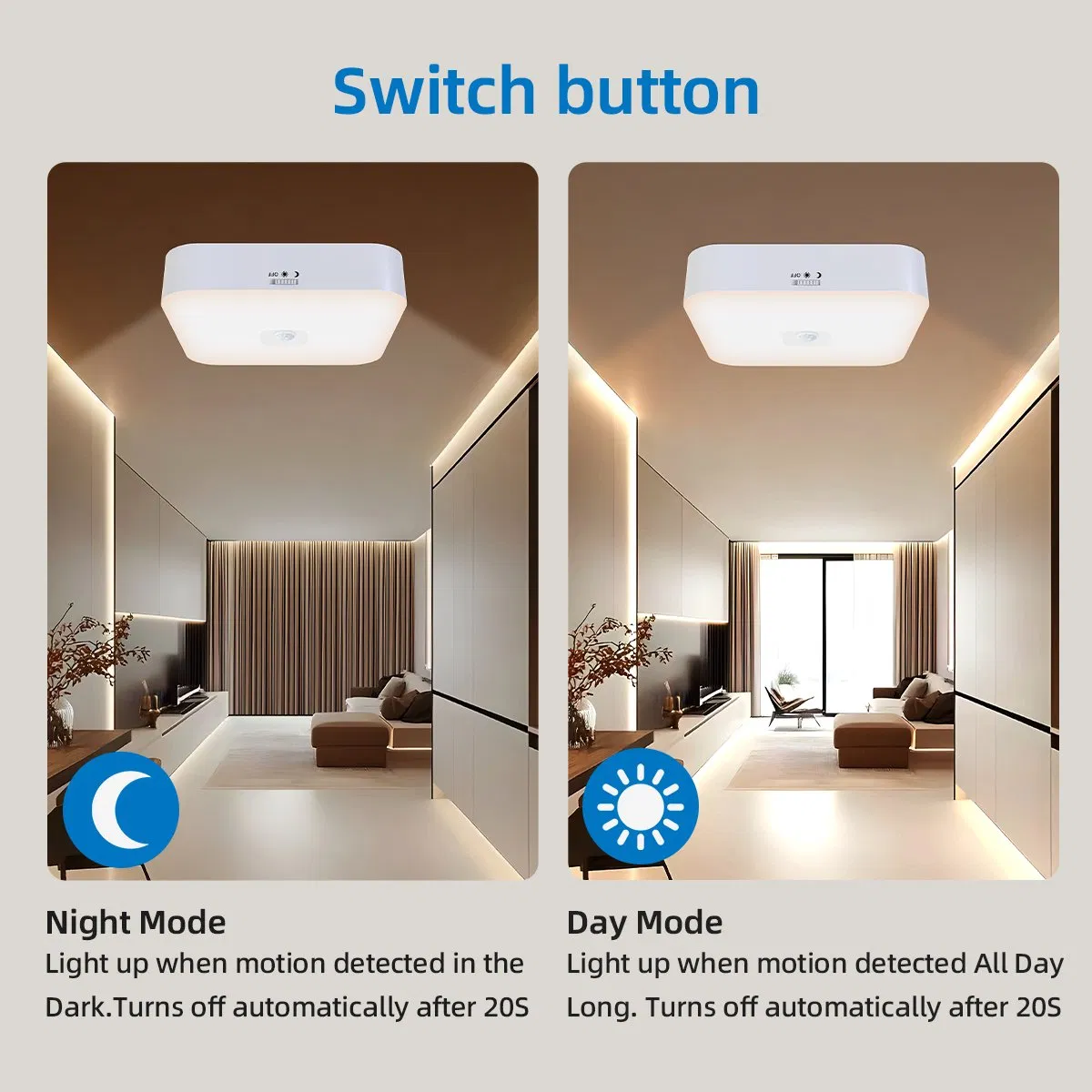 Motion Sensor Rechargeable LED Ceiling Light for Stair