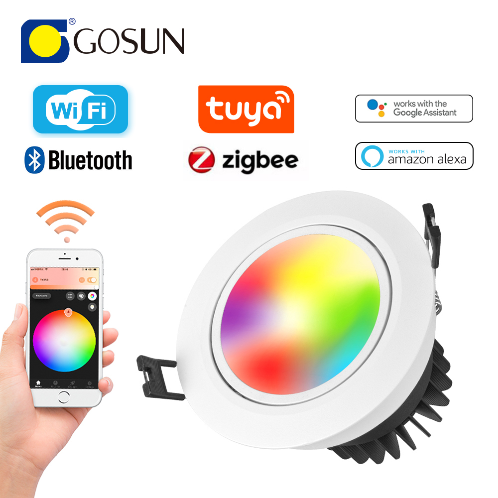 TUYA Recessed 10W-42W Dimmable RGBW TUYA ZigBee Control LED Downlight For Hotel, Home, Restaurant