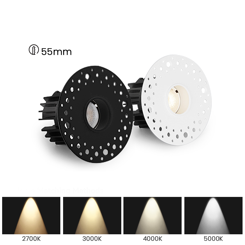 1-Inch Micro Pinhole 9W COB Anti-Glare LED Downlight Trimless Recessed Small Hole Ceiling Light For High-end Cabinet Hotel