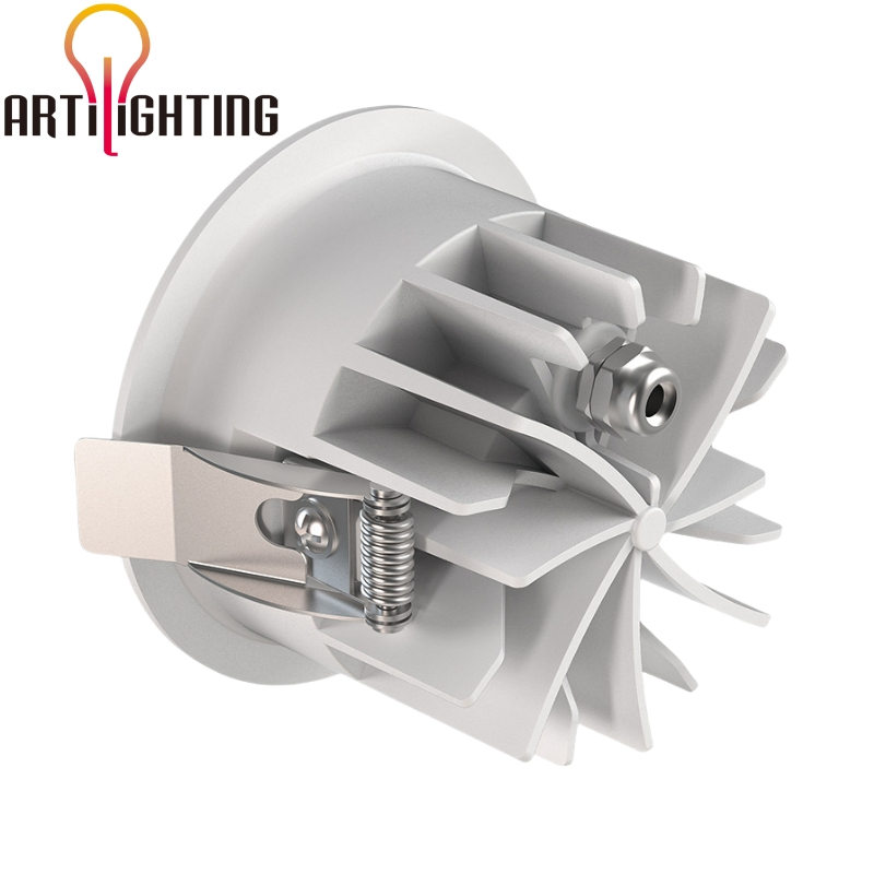 Modern LED COB Ceiling Light Recessed Aluminum Waterproof IP65 Anti-Glare Round Downlight for Kitchen &amp; Bathroom