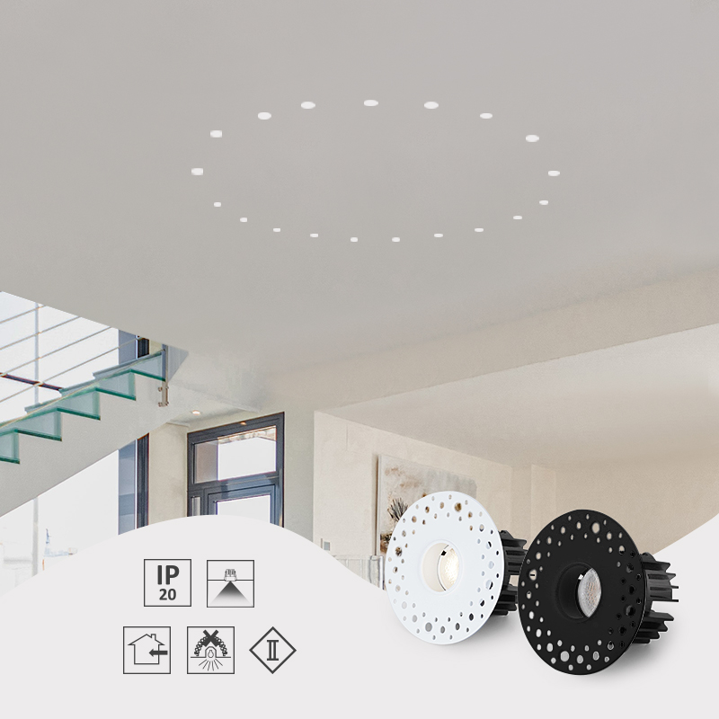 1-Inch Micro Pinhole 9W COB Anti-Glare LED Downlight Trimless Recessed Small Hole Ceiling Light For High-end Cabinet Hotel