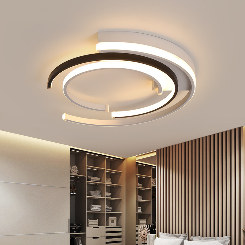 Minimalist Ring Ceiling Lights Living Room Ultra Thin Circle Acrylic Black And White Ceiling Lights For Bedroom
