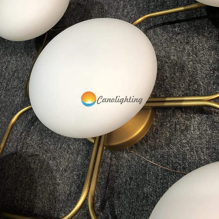 Modern Minimalist White Glass Shade Chandelier Ceiling Lamp