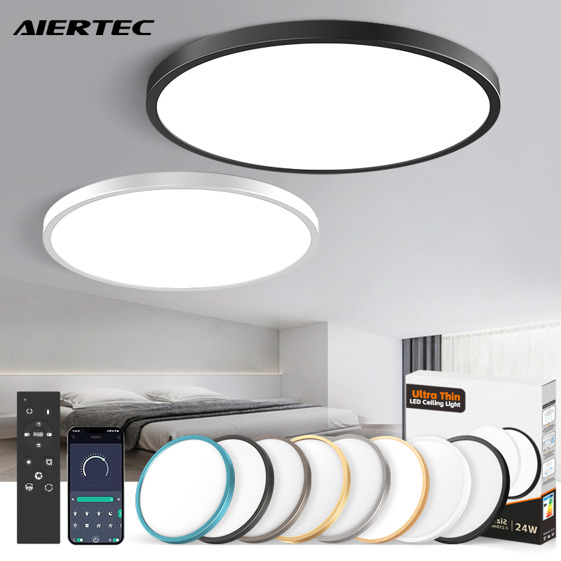 Modern Smart Ultra Thin Round Surface Mounted LED Ceiling Lamp With Dip Switch For Bedroom Living Room Home Decoration