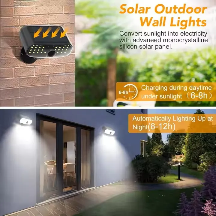 LED High Brightness Cordless Solar Motion Sensor Light, Waterproof Ceiling Wall Porch Light