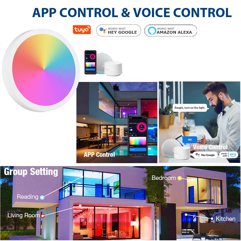 9W 12W 18W 24W LED RGB Multi CCT Tuya WiFi Ultra Thin Round Square Modern Smart Ceiling Panel Light