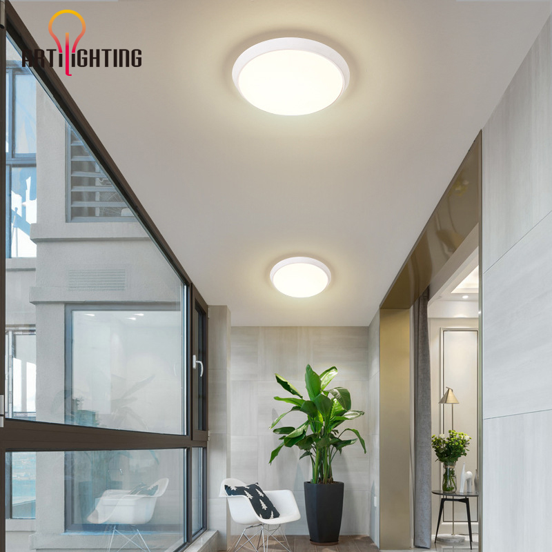 Zhongshan Factory Round Oval Hotel Bathroom Project Balcony Decoration Outdoor Ceiling Bulkhead Black Lighting ABS PS Modern Minimalist LED Wall Sconce Lamp