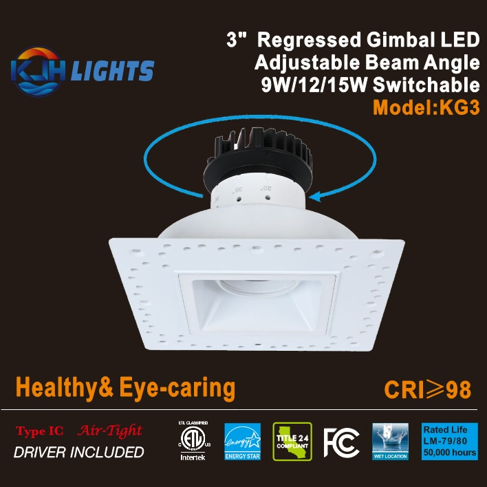 Factory Price Innovative Beam Angle Adjustable Gimbal Square Trimless LED Downlight Recessed Embedded Flangelss Down Light Ceiling Downlight