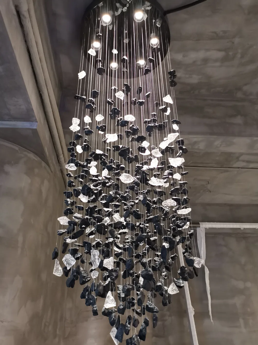 Modern Wood Bead Ceiling Lamp Organic Minimalist Design