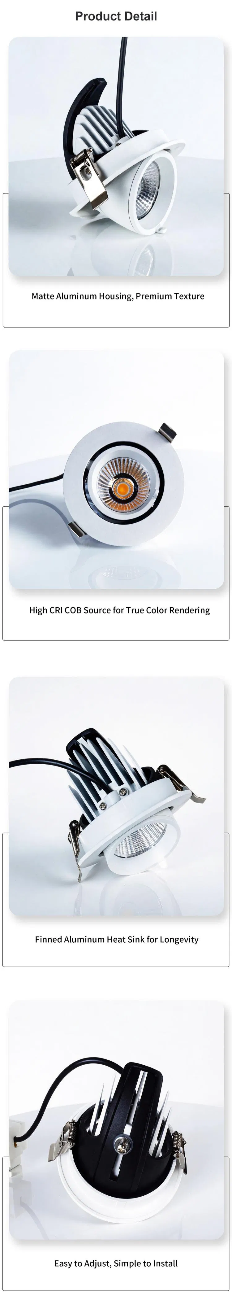 LED Gimbal Downlights Ceiling Recessed Adjustable Angle Anti-Glare Spotlights
