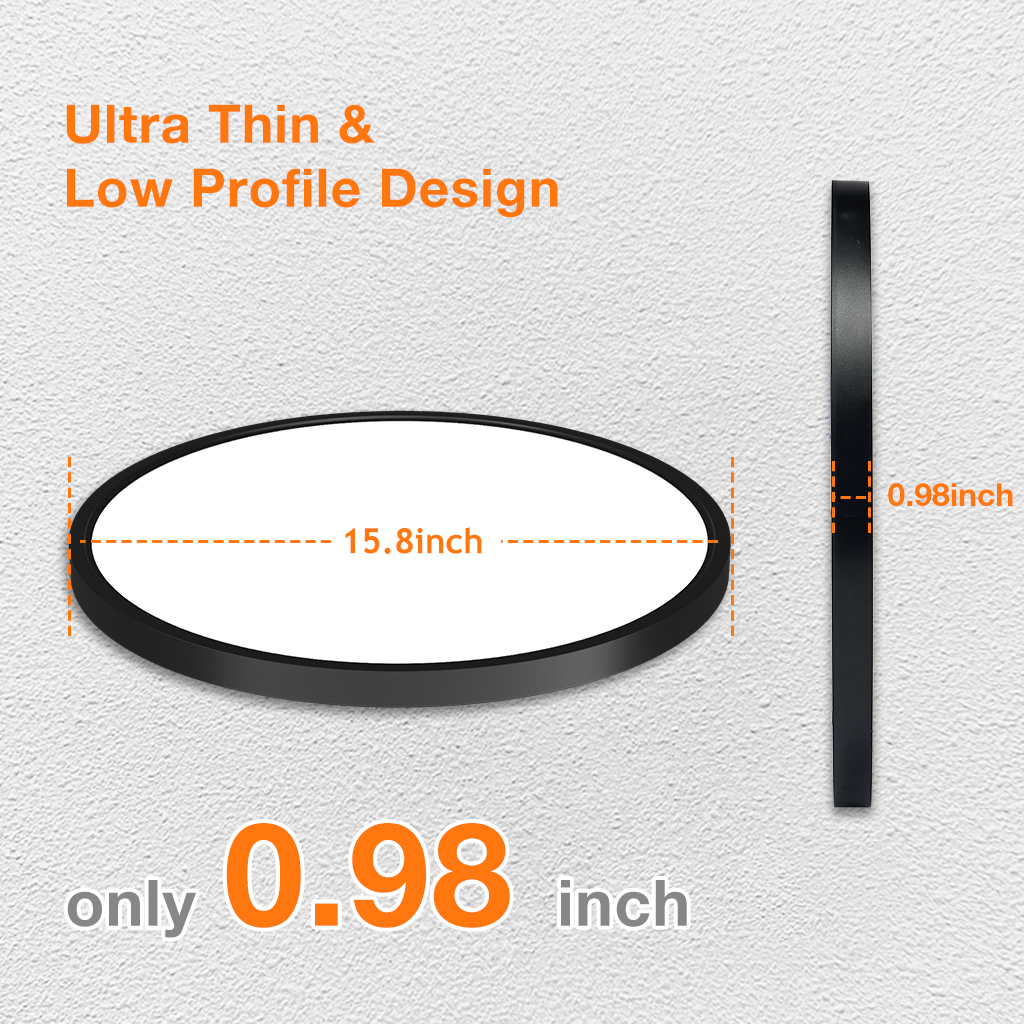 Factory Best Seller 16" LED Flush Mount Ceiling Light 24W 3CCT 3000K-5000K Modern Slim Fixture for Kitchen Bathroom Bedroom