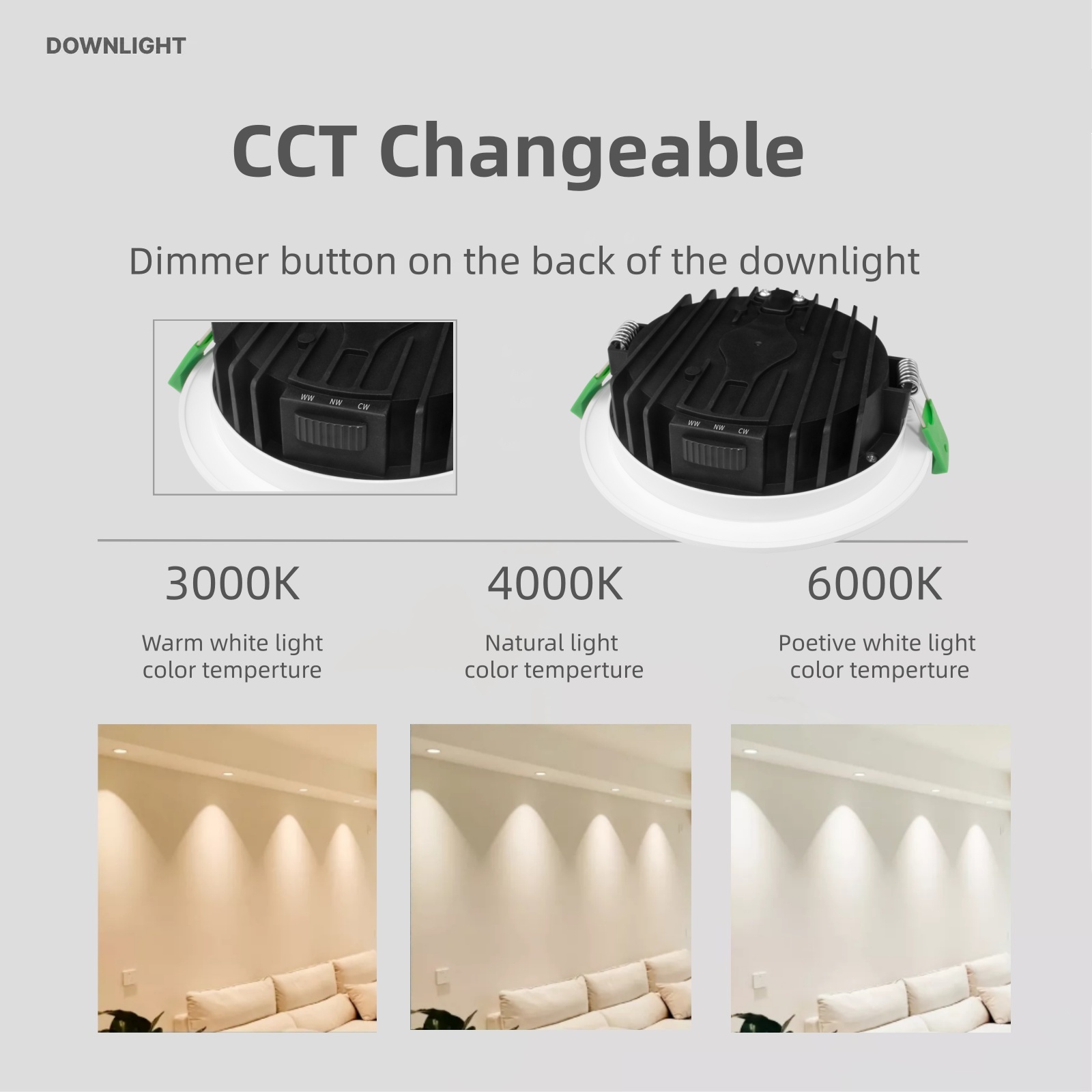 Australia Ultra Slim LED Downlight CE SAA IC-4 IP44 Recessed Dimmable Light 90mm Cutout 8W 10W 12W Dimmable 3CCT Spot Downlight