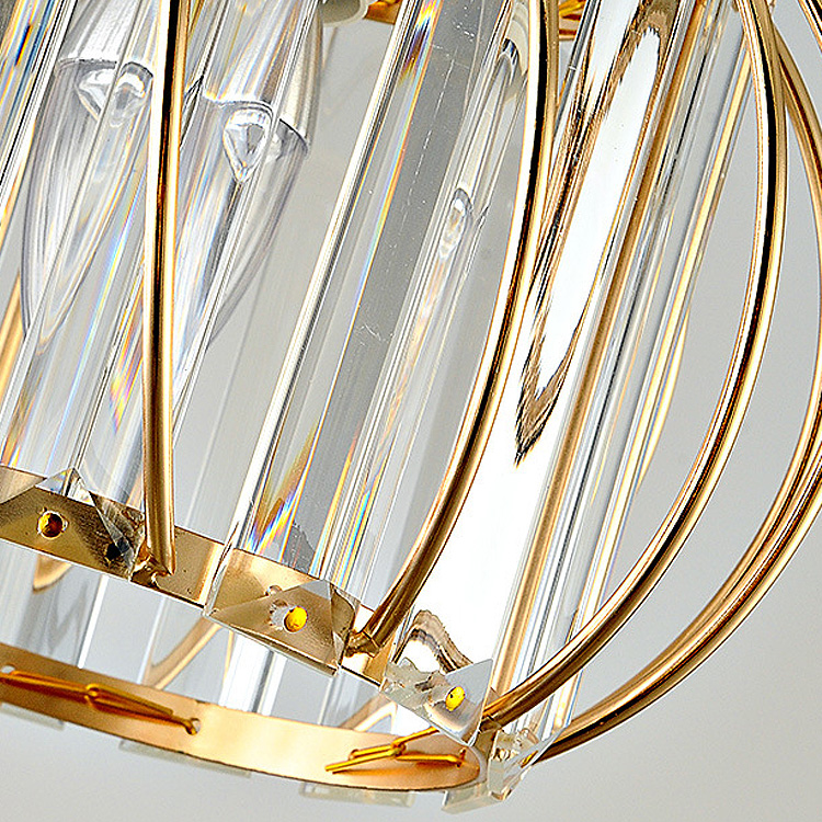 Modern Manufacture European Style E27 Iron Semi Flush Mount Ceiling Lighting Fixture for Home Gold Luxury Crystal Ceiling Lamps