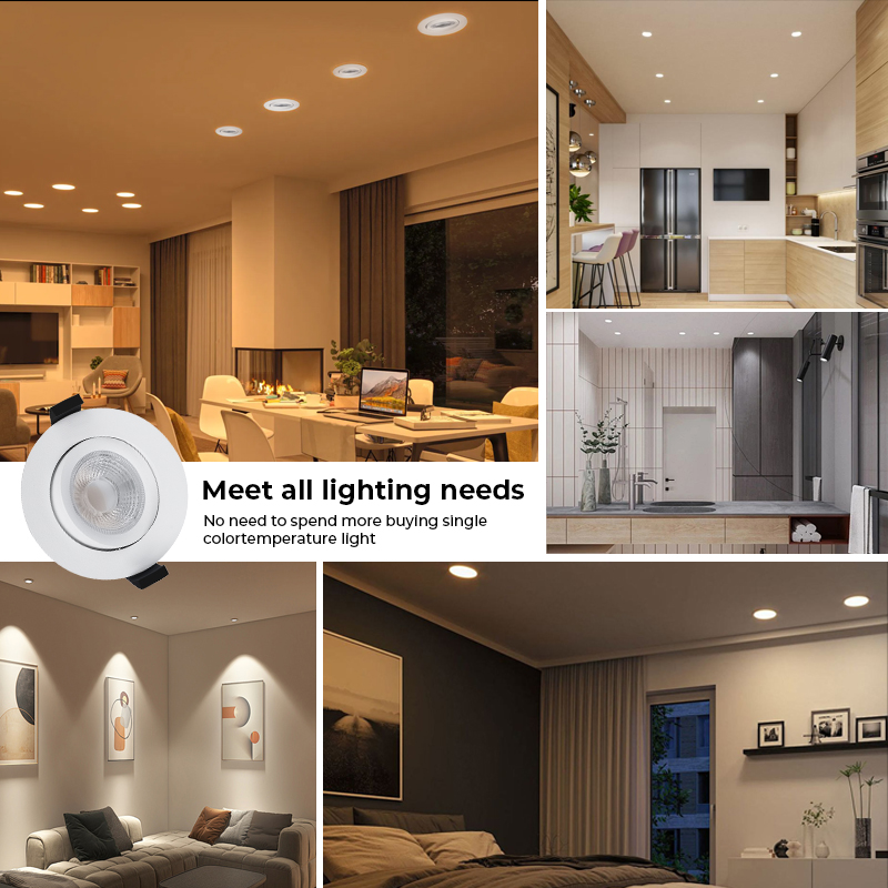 8W LED Dimmable Spotlight Modern 4 Inch 83MM Cut Out Downlight Aluminum IP44 Rating Recessed Ceiling Spot Light for Living Room
