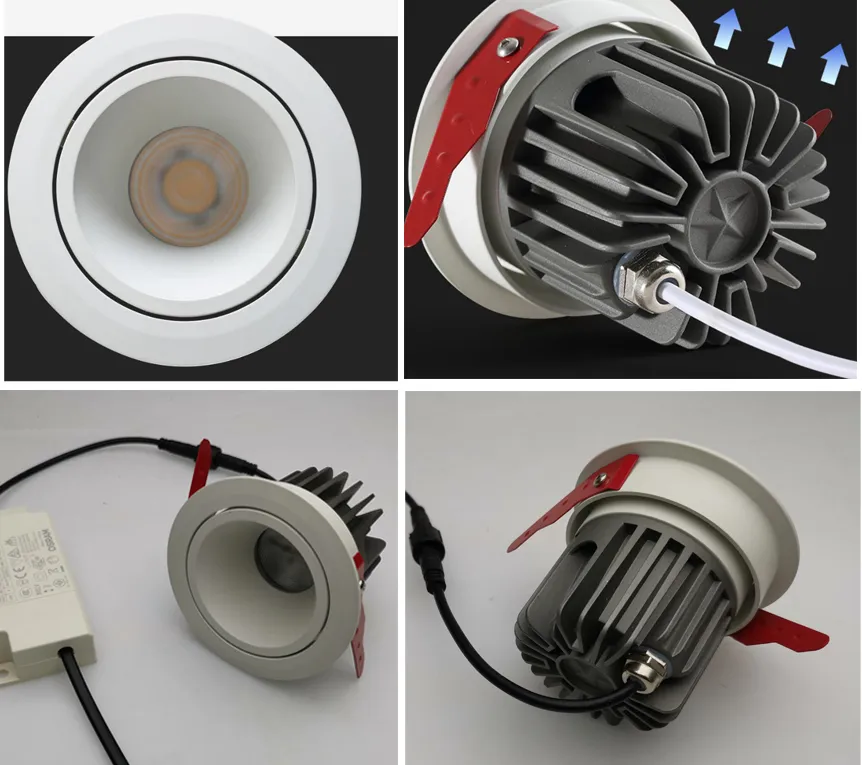 Round Recessed LED Spotlight IP65 Waterproof COB LED Downlight for Bathroom
