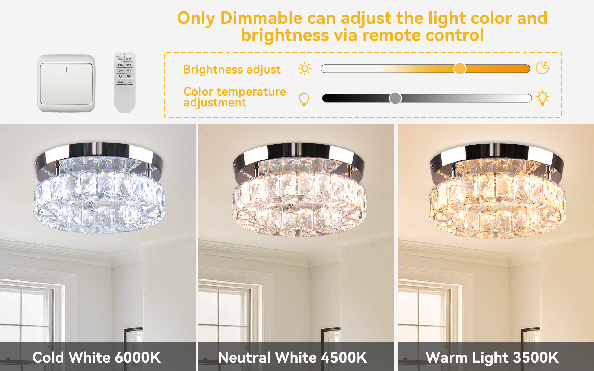 Dimmable Modern Crystal Chandelier LED Ceiling Light Design 2