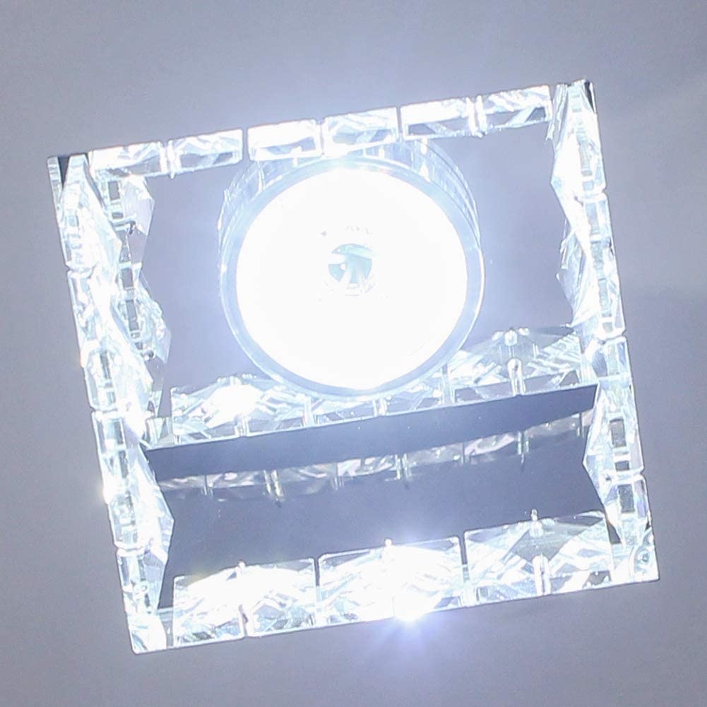 Modern Mini Led Chandelier Semi Flush Mount Chrome Crystal Lighting Ceiling Crystal Lamp for Bedrooms Dinning Rooms Hallway