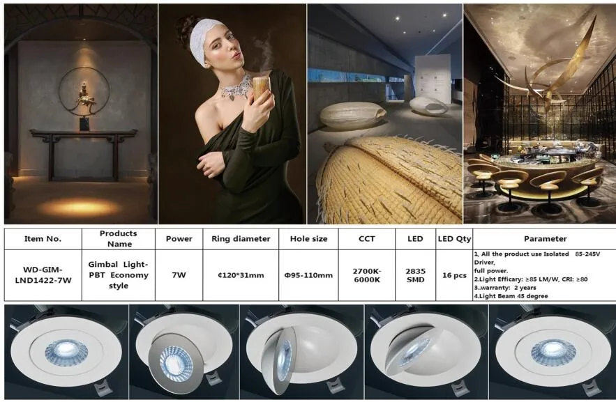 LED Gimbal Downlight Ceiling Recessed Direction Adjustable PBT Cheap Price Spot Light