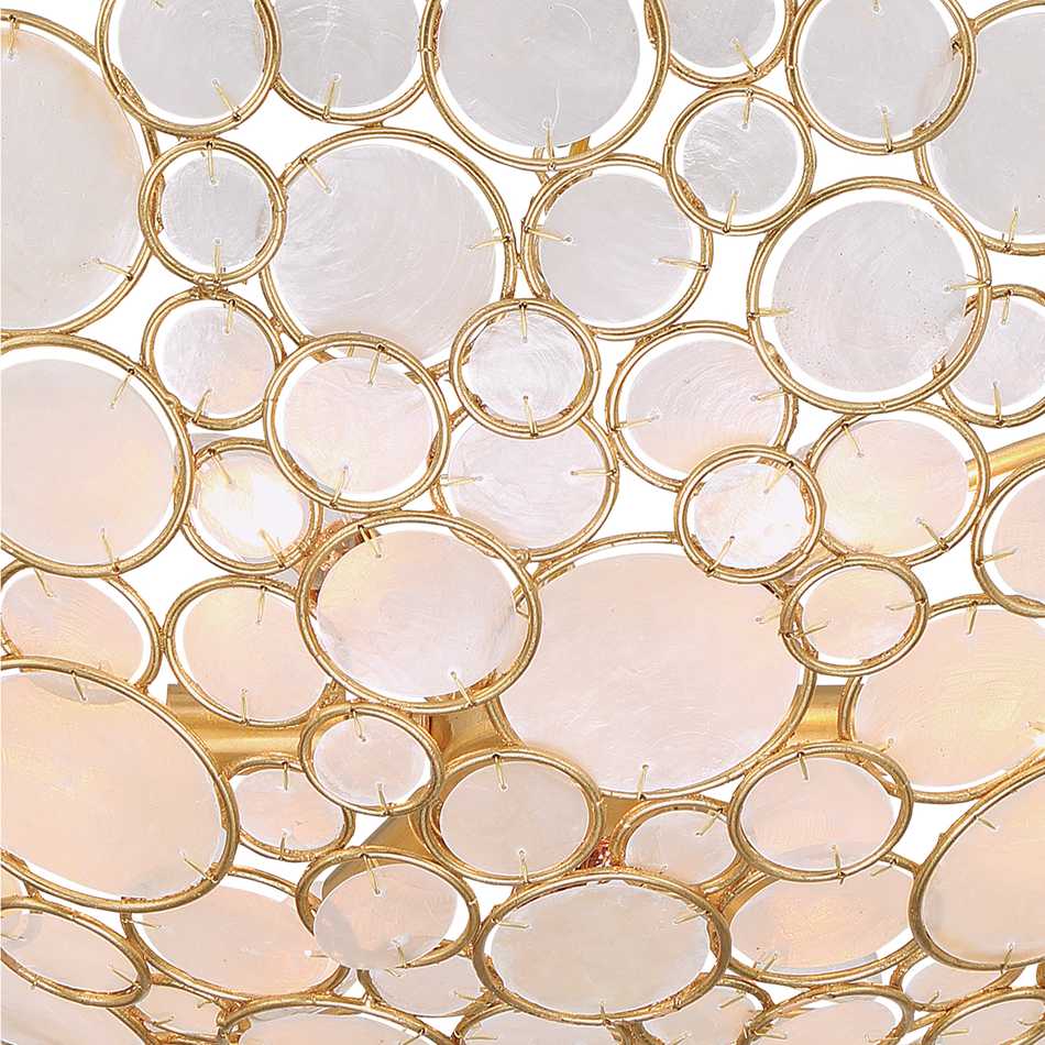 Elegant Bowl Shaped Crystal Bead &amp; Shell home decor luxury Gold Chain Semi-Flush Mount Ceiling Light for Living Room Decor