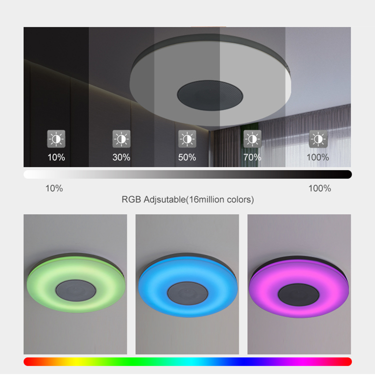 Led Ceiling Lamp Tuya App Remote Control Dimmable Led Music Ceiling Light Rgb for Night Club 10 PVC Ce White Contemporary 80 70