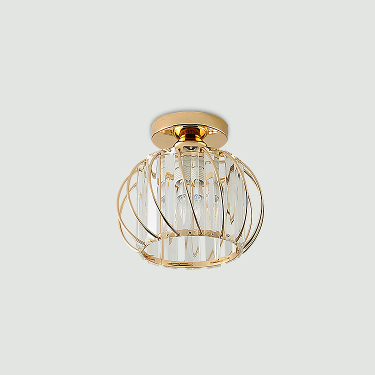 Modern Manufacture European Style E27 Iron Semi Flush Mount Ceiling Lighting Fixture for Home Gold Luxury Crystal Ceiling Lamps