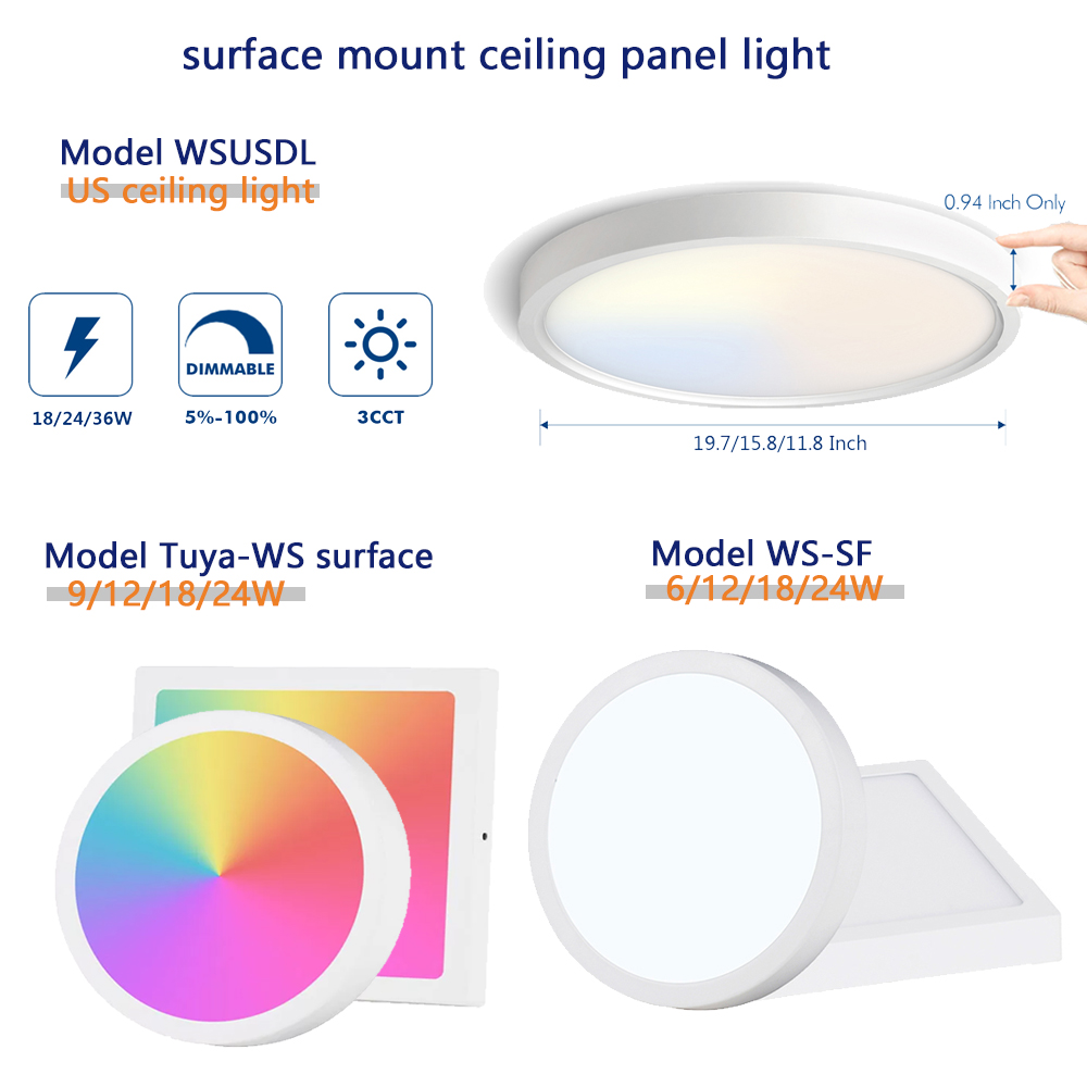 Modern ETL Certified Dimmable Remote Control LED Ceiling Light with Round Panel for Bedroom Living Room