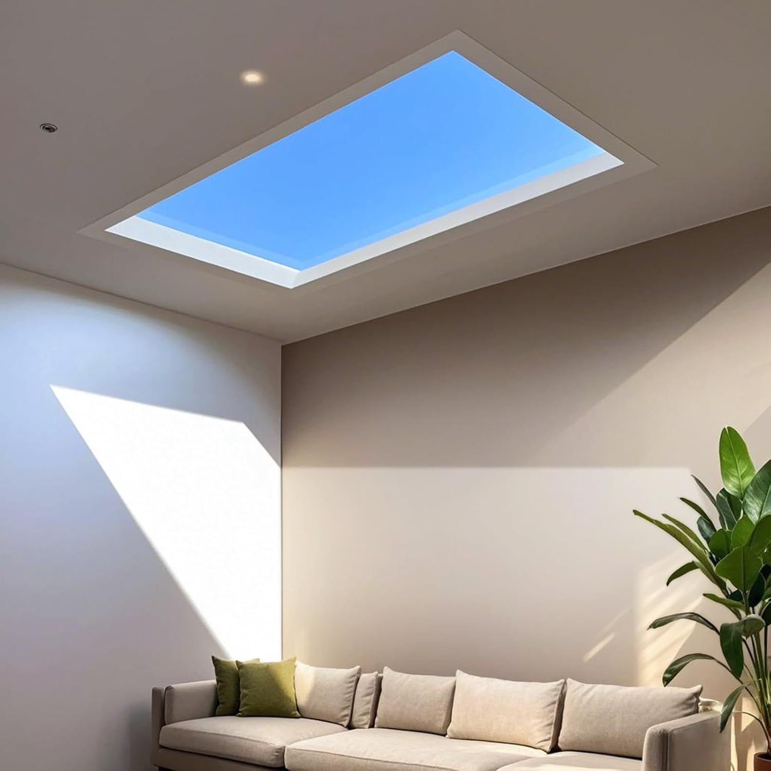 Smart LED Blue Sky Light Artificial Skylight Ceiling Fixture Tuya Control for Office Conference Room and Residential Lighting