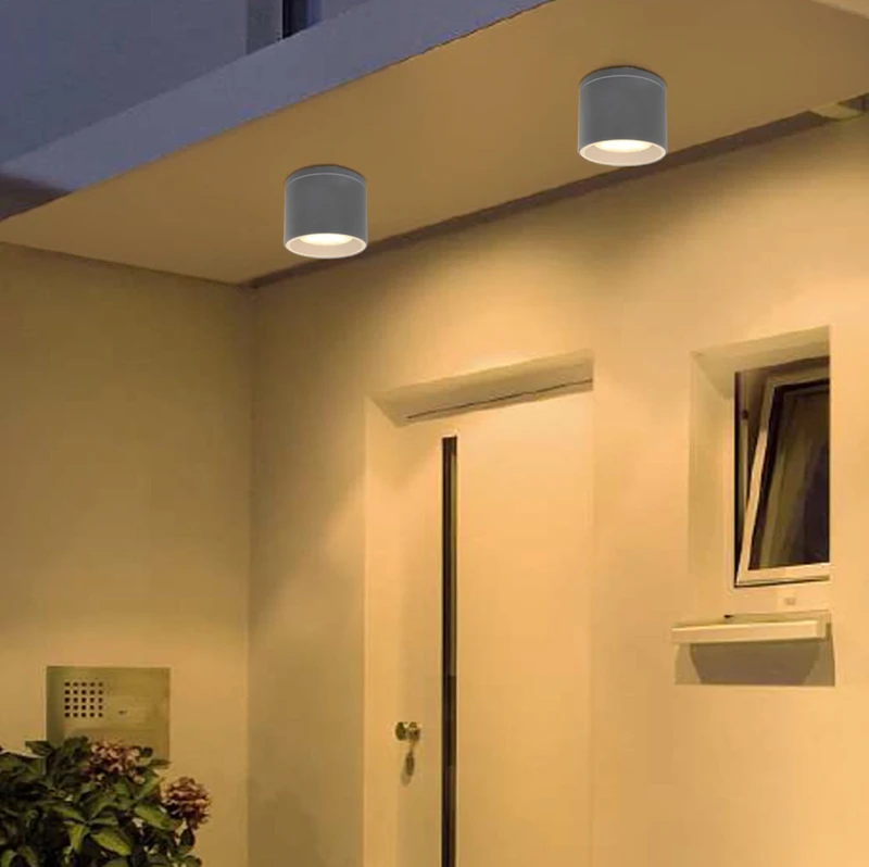 Modern Die-Cast Aluminum Black Waterproof Cylinder Gx53 Porch Outdoor Ceiling Light Fixture