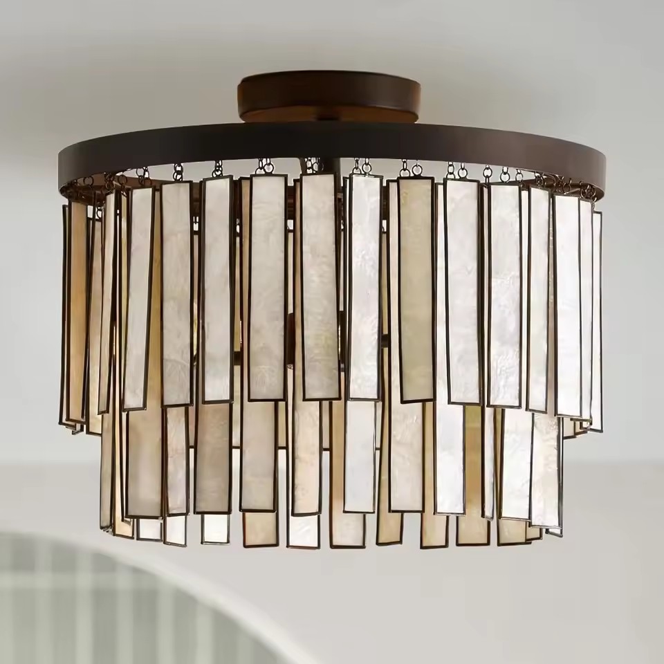 Wholesale American Country Shell Ceiling Light Luxury High-End Minimalist Flush Mount Hotel Corridor Round Design Ceiling Lamp