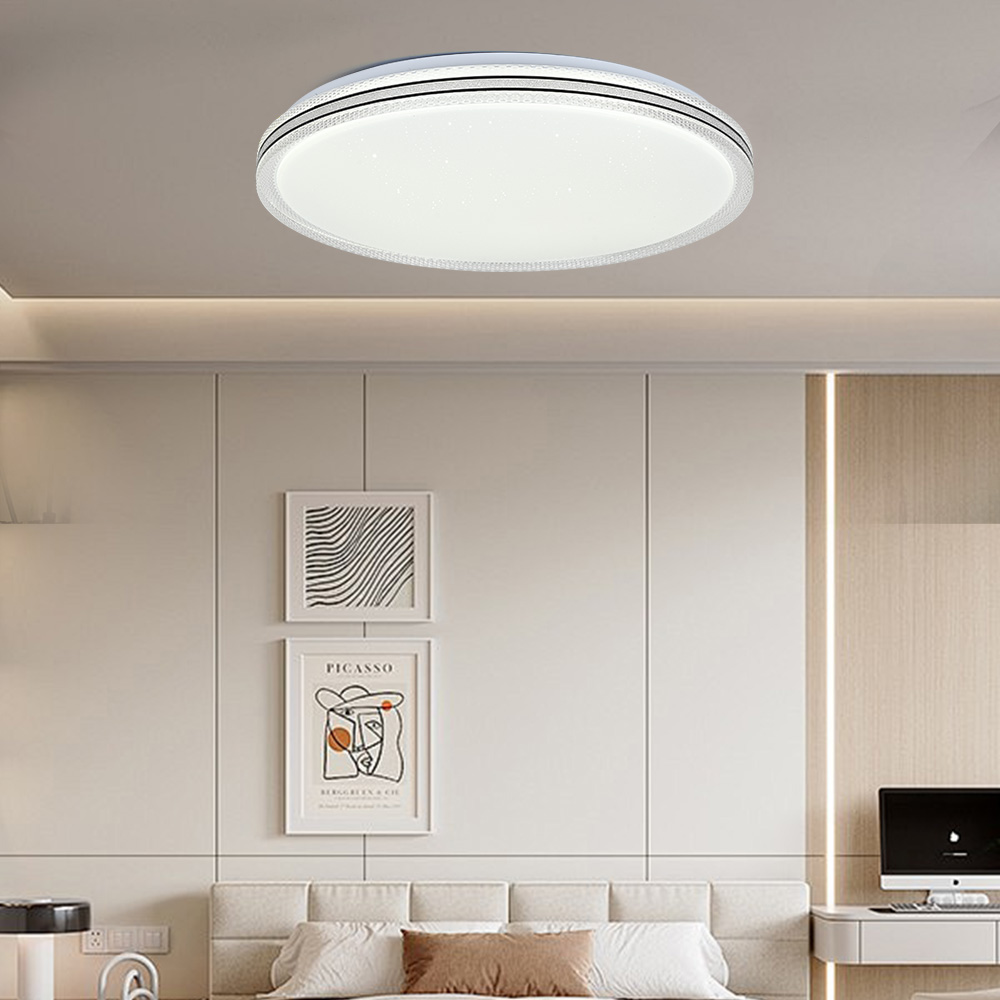 Fashion Led Ceiling Light 50cm Indoor Home Decoration Lamp Three Color Dimming 120w 220v Iron Anti Blue Panel Ceiling Lighting