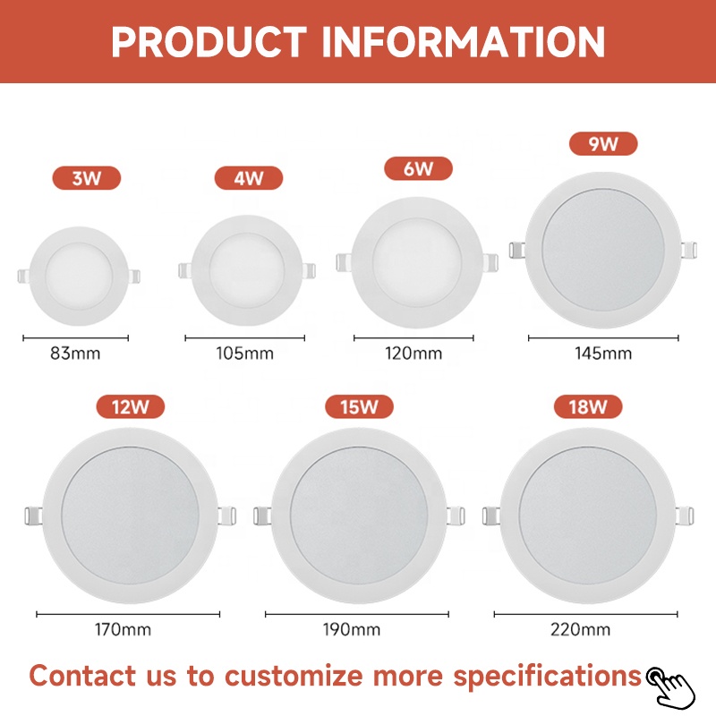 Ultra Thin Commercial Supermarket Mall Hotel Home Square Round 3W 4W 6W 9W 12W 15W 18W Aluminum Ceiling Recessed LED Downlight