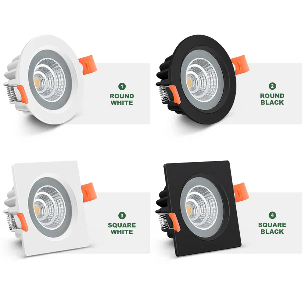 Waterproof LED Downlights 5W 7W 9W 12W 15W Round Anti-Fog Spot Lights Toilet Sauna Bathroom IP65 COB Recessed LED Downlight