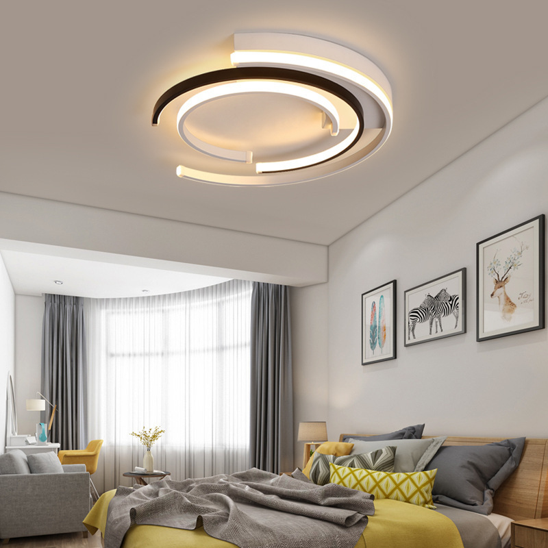 Minimalist Ring Ceiling Lights Living Room Ultra Thin Circle Acrylic Black And White Ceiling Lights For Bedroom