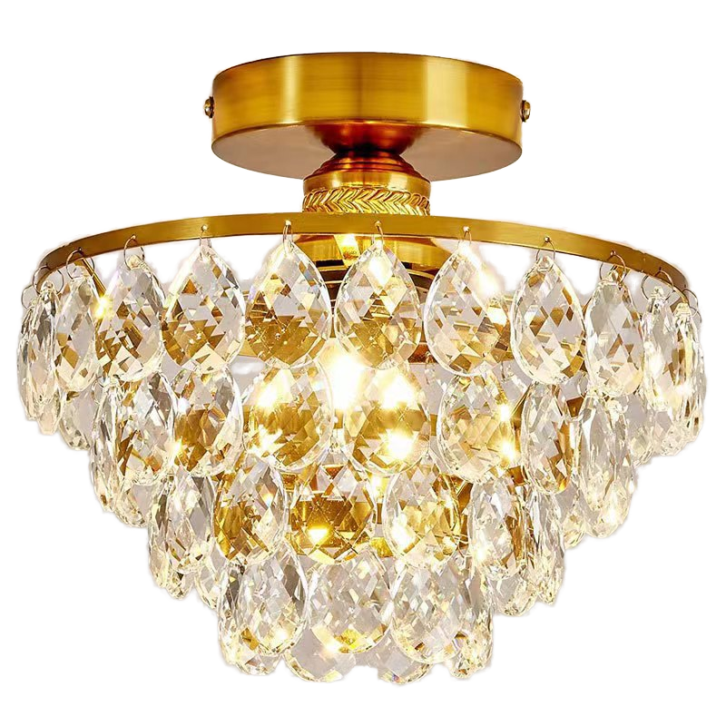 Modern Crystal Chandelier Semi Flush Mount Ceiling Light Fixture Silver Ceiling Lamp for Hallway Bedroom