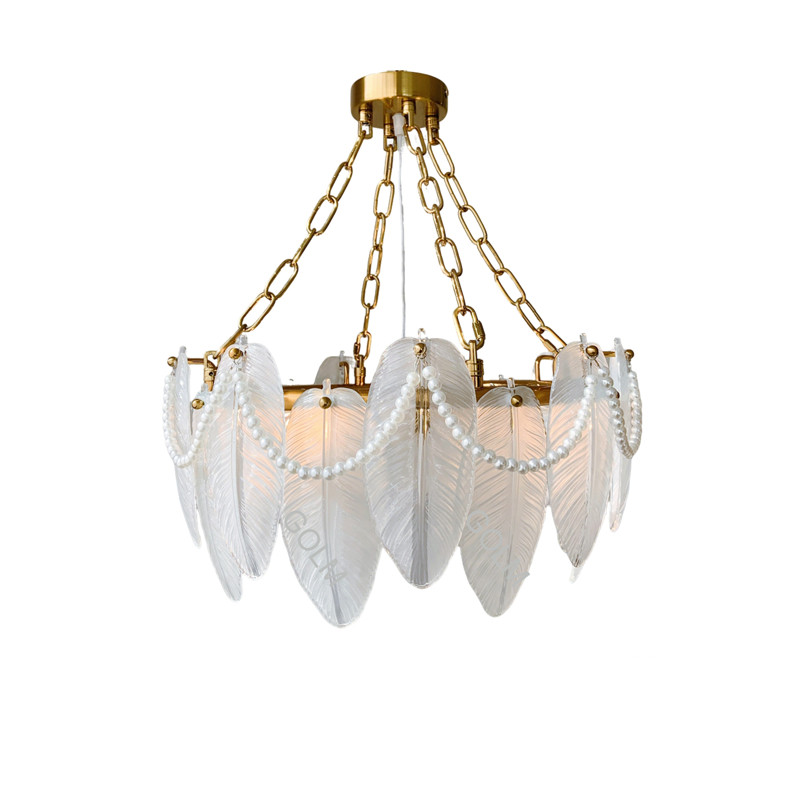 Modern American Feather Glass Ceiling Light AC110V AC220V Semi Flush Mount Lamp Luxury Chandelier Light for Living Room