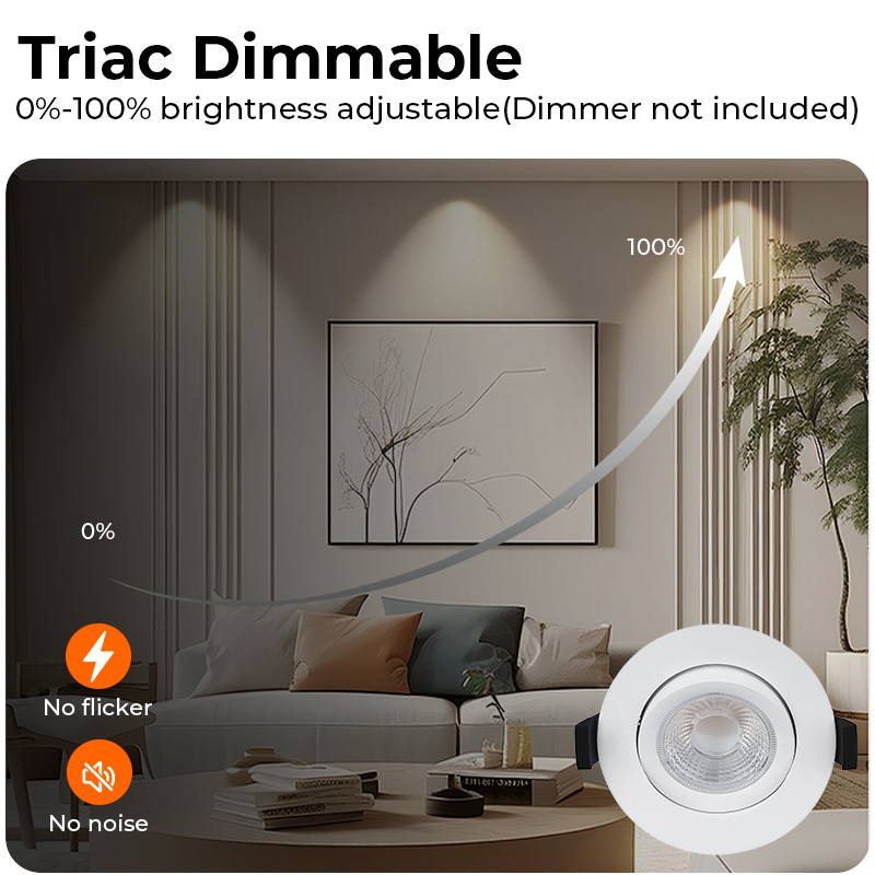 8W LED Dimmable Spotlight Modern 4 Inch 83MM Cut Out Downlight Aluminum IP44 Rating Recessed Ceiling Spot Light for Living Room