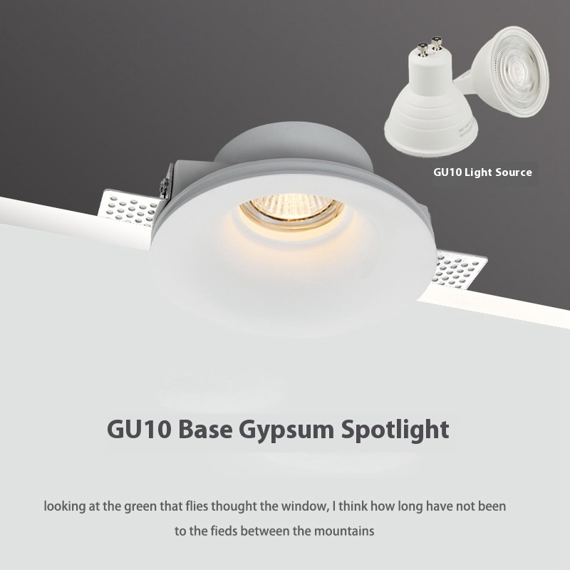 Recessed Round Borderless Led Gypsum GU10 Downlight: Anti-Glare Removable Frame, Fire Rated, Housing, Fittings