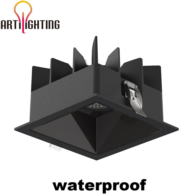 IP65 Waterproof Recessed Square LED Downlight in White Black Color for Bathroom