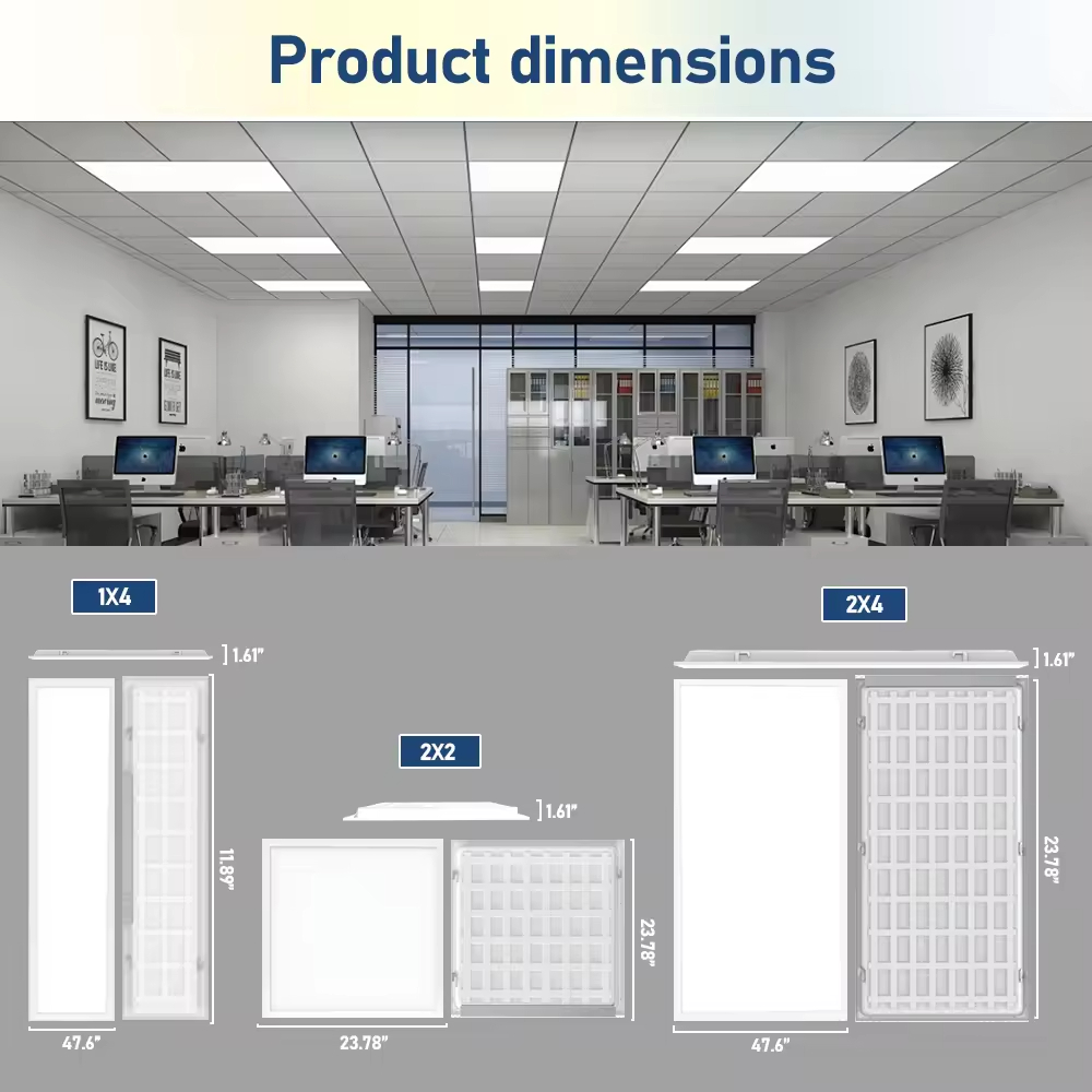 Dimmable LED Panel Light with Selectable CCT 3500K-6500K, Ultra-Thin Ceiling Light for Office Commercial and Home Lighting
