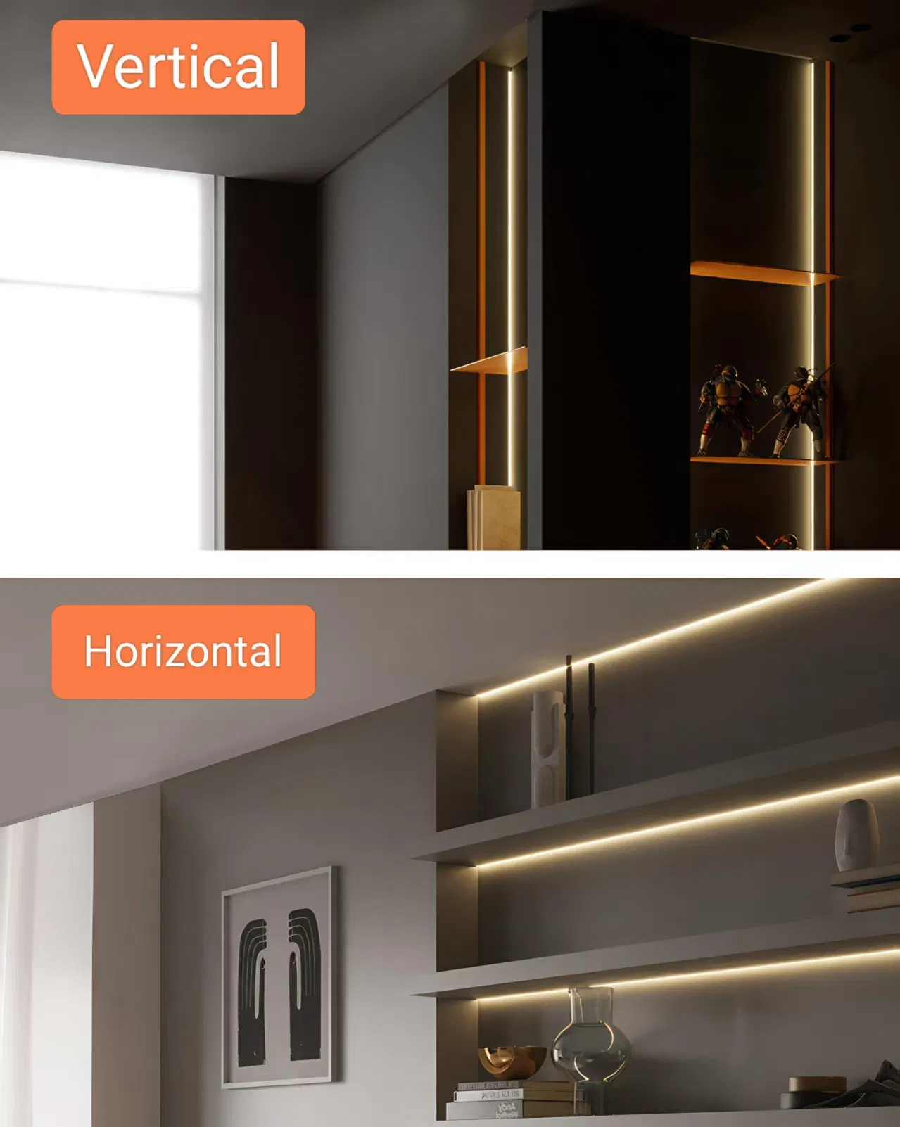 Ultra-Thin LED Shelf Lighting with Motion Sensor for Cabinets