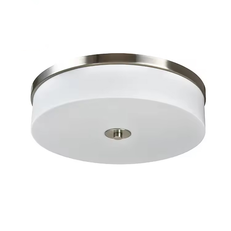 Simple Living Room Dining Room Bedroom Brushed Nickel Semi Flush Mount Light Ceiling Lamp