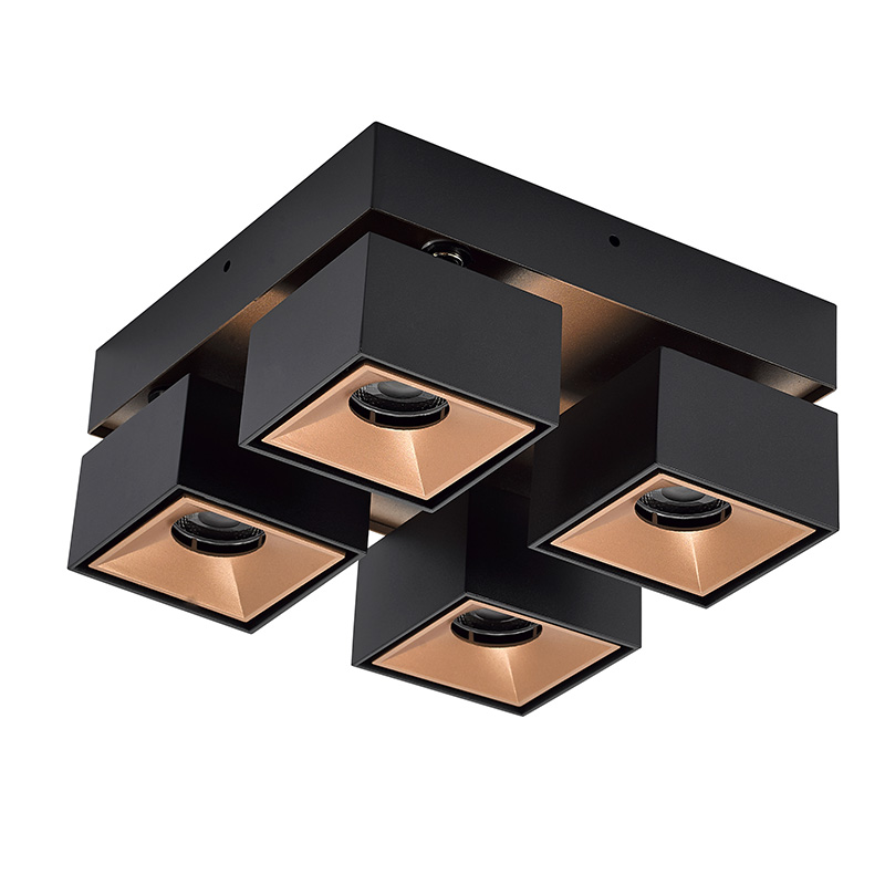 Modern Flush Mount Ceiling Light with Four Adjustable LED Downlights Indoor Living Room Installation for Office Use