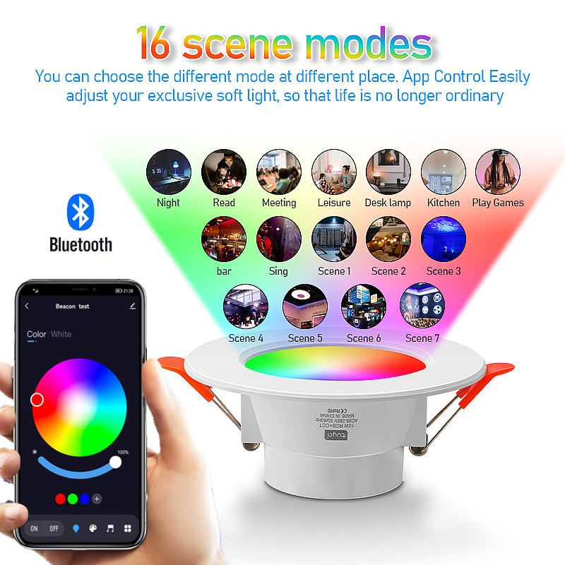 Modern LED Ceiling Lights RGB Colour Changing Downlight Panel Recessed Spotlights White Shade for Room Decoration App Control