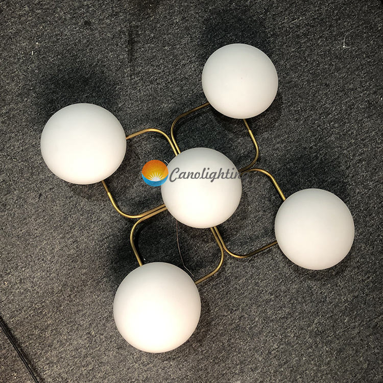 Modern Minimalist White Glass Shade Chandelier Ceiling Lamp
