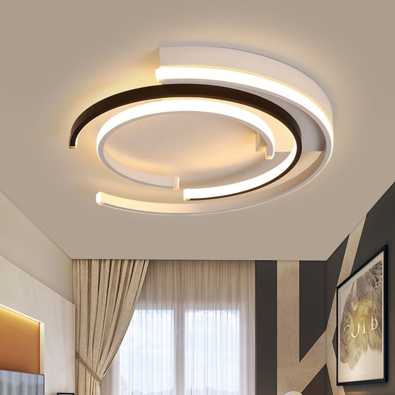 Minimalist Ring Ceiling Lights Living Room Ultra Thin Circle Acrylic Black And White Ceiling Lights For Bedroom