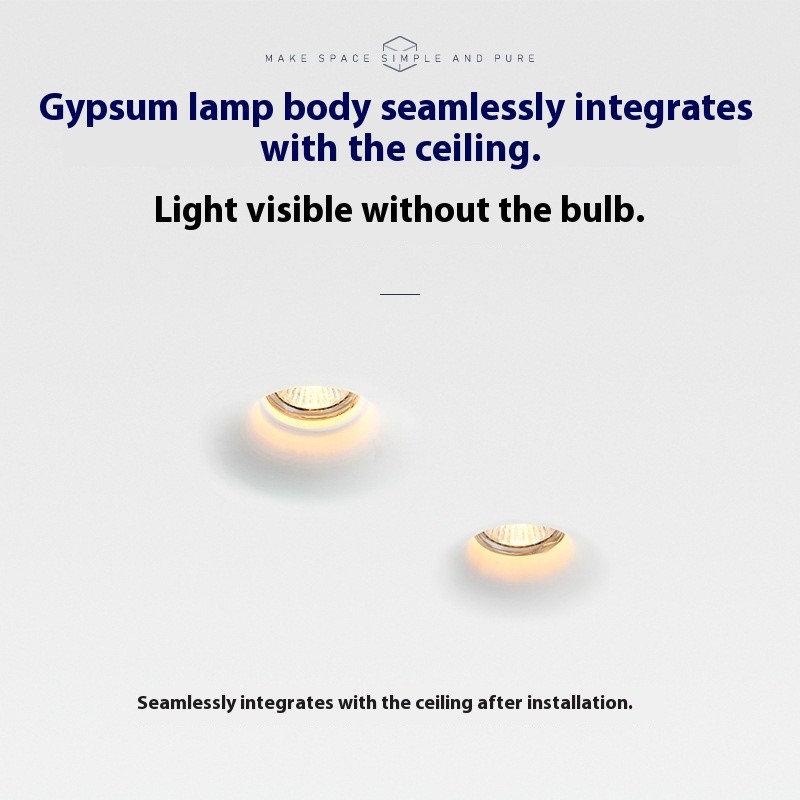 Recessed Round Borderless Led Gypsum GU10 Downlight: Anti-Glare Removable Frame, Fire Rated, Housing, Fittings