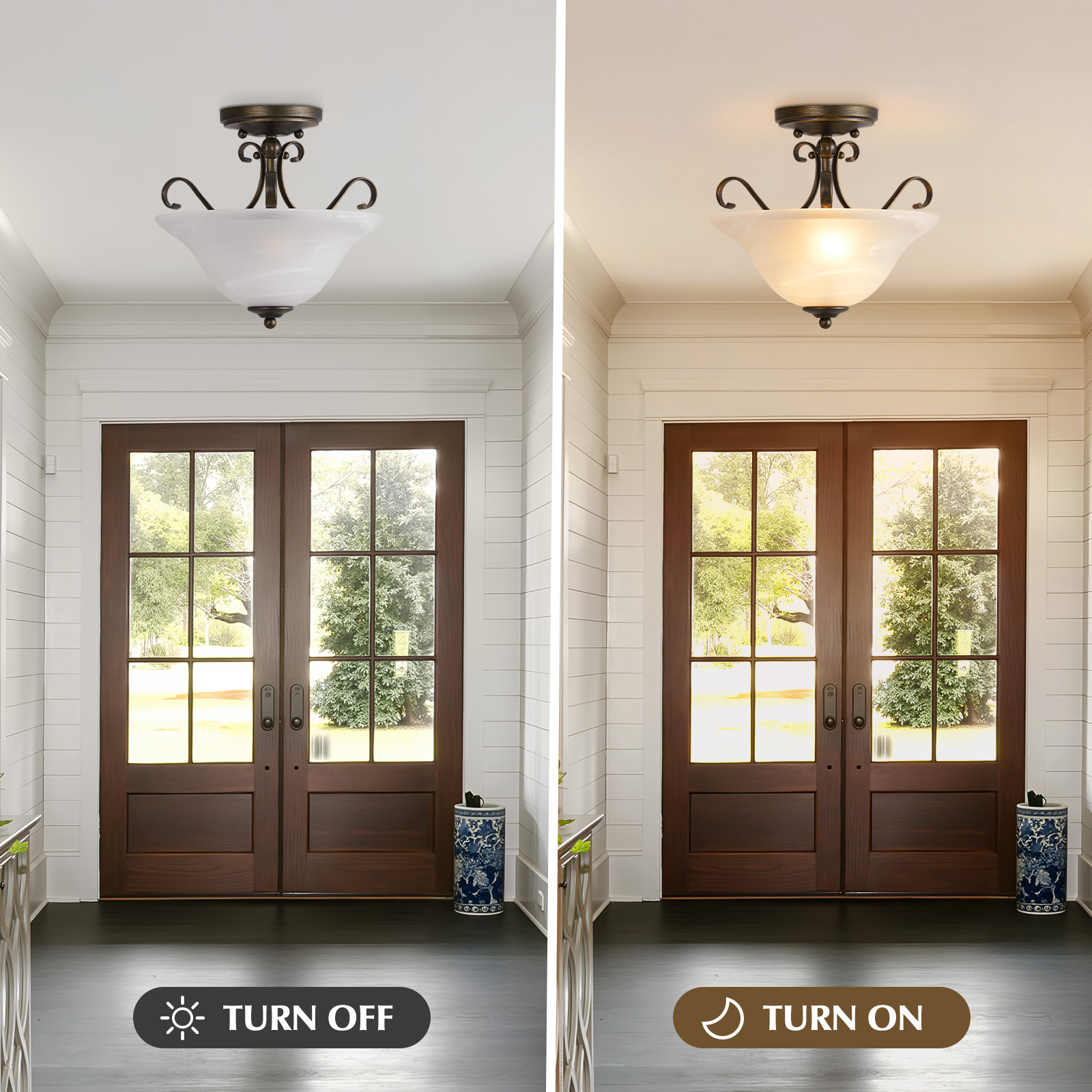 Modern Bedroom Dining Room Light Luxury Nordic Semi Flush Mount Indoor Ceiling Lamps Simple Pendant Lamp for Living Room
