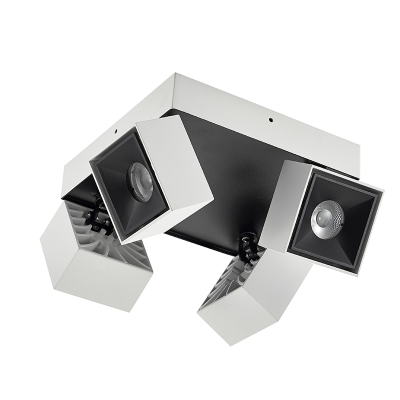 Modern Flush Mount Ceiling Light with Four Adjustable LED Downlights Indoor Living Room Installation for Office Use